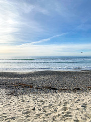 Torrey Pines State Beach before sunset twilight, coastal beach located in the San Diego, California.