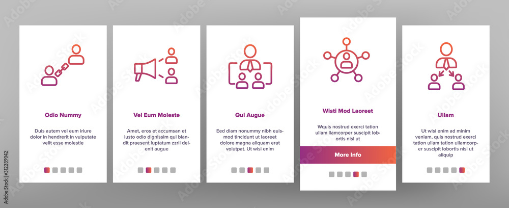 Aufkleber referral marketing onboarding mobile app page screen vector. internet and communication friend recom