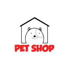 Pet shop Logo Cartoon Animals Dog Cat Vector Template Design Illustration Icon