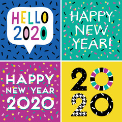 set of 4 modern colorful 2020 new year cards - 312289011