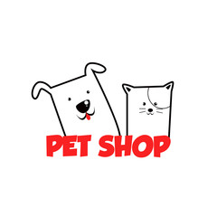 Pet shop Logo Cartoon Animals Dog Cat Vector Template Design Illustration Icon
