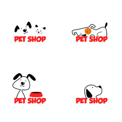 Pet shop Logo Cartoon Animals Dog Cat Vector Template Design Illustration Icon Set