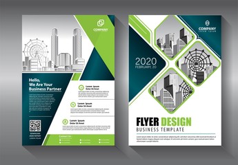 Business abstract vector template. Brochure design, cover modern layout, annual report, poster, flyer in A4 with colorful triangles, geometric shapes for tech, science, market with light background