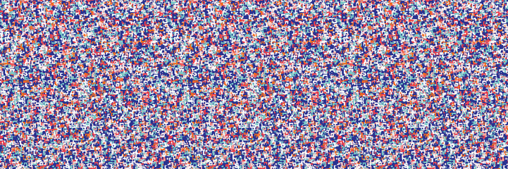 Dense vector packed close up mini geometric grid banner. Texture border background. Abstract macro brush stroke seamless pattern. Playfull painterly ribbon trim edge. Paint geo shape band washi tape.