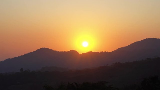 golden sunset on the mountain range at Phu Lanka Nan Thailand