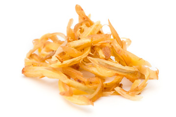 Sliced Fresh Fingerroot or Chinese's Ginger on a white background.