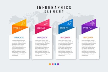 Business Infographic template. Thin line design with numbers 4 options or steps.