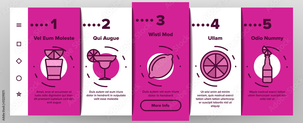 Poster lime fruit onboarding mobile app page screen vector. sliced lime and with leaves, citrus juice and d