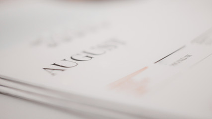 Blurred  month on calendar page.