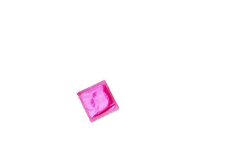 Pink condem on isolate white background