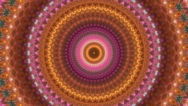 Multicolor kaleidoscope sequence patterns.  Abstract multicolored motion graphics background. Or for yoga, clubs, shows, mandala, fractal animation. Beautiful bright ornament. Seamless loop.