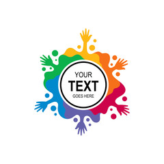 Colorful hands banner logo vector. Vector of hands with text place. Creative hands symbol. Community, foundation and education logo template. Circular hands clip art