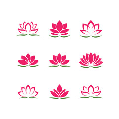 lotus flower set. lotus symbol or icon for spa salon, yoga class or wellness industry
