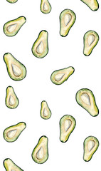 avocado pattern with animal print, leopard and Safari pattern. Avocado watercolor and marker graphics and delicate watercolor transitions