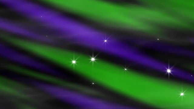 An abstract purple and green motion background perhaps resembling the aurora, space, or clouds is punctuated with sparkling star sprites in this seamless loop