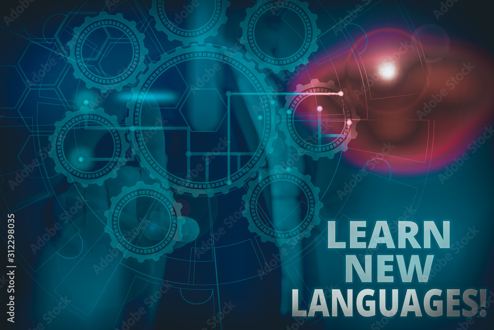 Poster text sign showing learn new languages. business photo text developing ability to communicate in fore