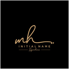 Letter MH Signature Logo Template Vector
