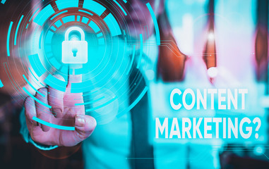 Conceptual hand writing showing Content Marketing Question. Concept meaning involves creation and...