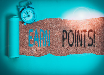 Word writing text Earn Points. Business photo showcasing collecting scores in order qualify to win...