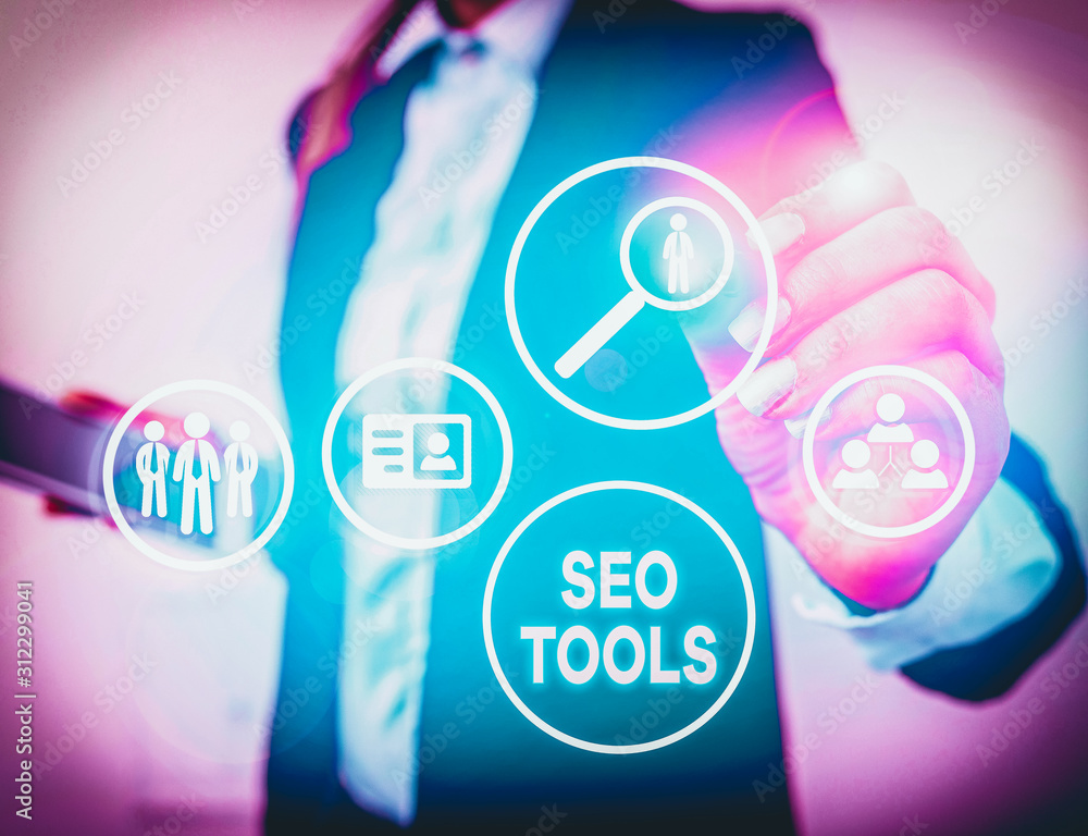 Poster handwriting text seo tools. conceptual photo process of affecting online visibility of website or pa