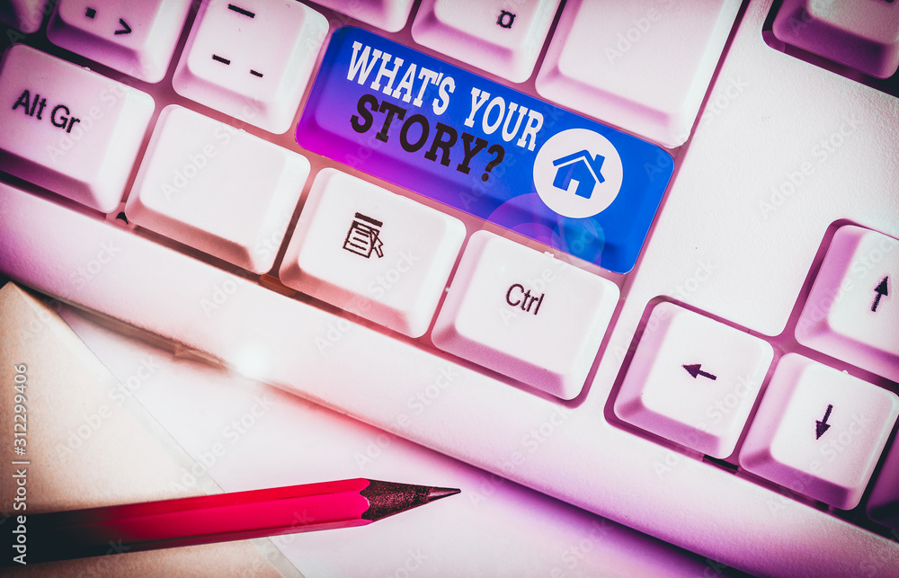 Fototapete handwriting text what s is your storyquestion. conceptual photo analysisner of asking demonstrating 