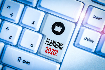 Text sign showing Planning 2020. Business photo showcasing process of making plans for something...