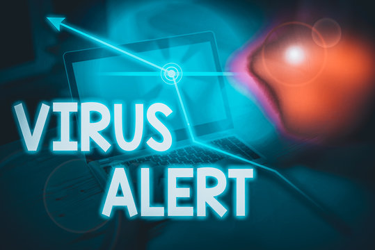 Writing note showing Virus Alert. Business concept for message warning of a nonexistent computer virus threat