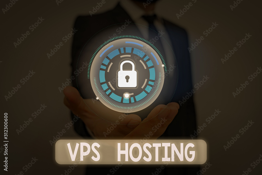 Poster word writing text vps hosting. business photo showcasing mimics a dedicated server within a shared h