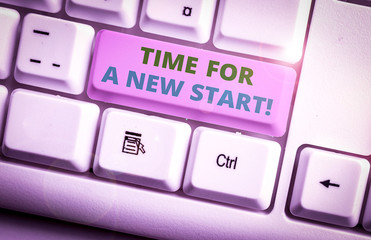 Conceptual hand writing showing Time For A New Start. Concept meaning something is supposed to...