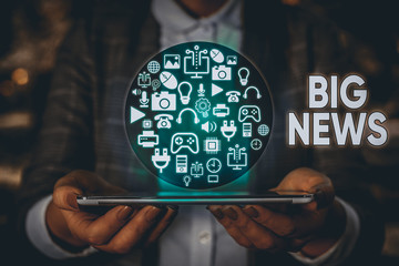 Conceptual hand writing showing Big News. Concept meaning knowing actions no one heard about it yet...