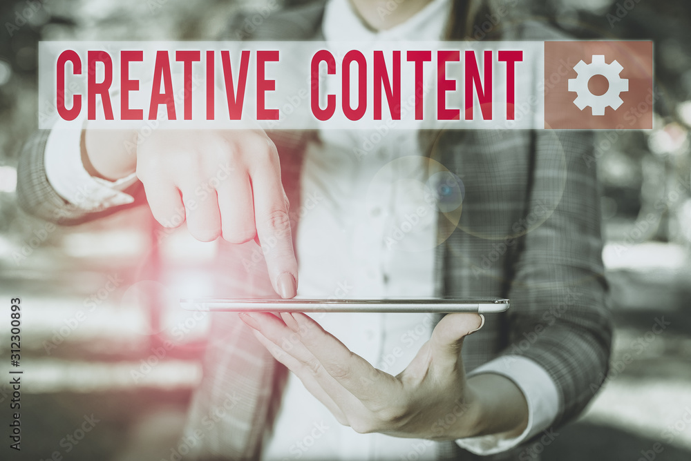 Poster handwriting text writing creative content. conceptual photo providing showing with the type of conte