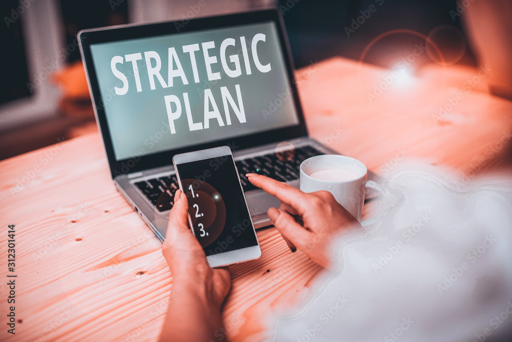 Poster text sign showing strategic plan. business photo text a systematic process of envisioning a desired 
