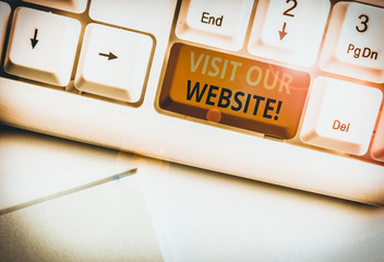 Text sign showing Visit Our Website. Business photo text visitor who arrives at web site and...