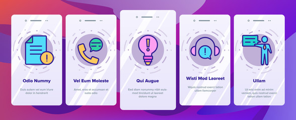 Advice Help Assistant Onboarding Mobile App Page Screen Vector. Human Silhouette And Call, Internet Online Advice Service Support And Idea Illustrations