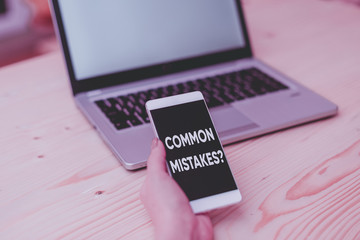 Conceptual hand writing showing Common Mistakes Question. Concept meaning repeat act or judgement...