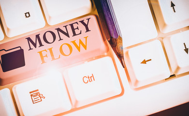 Word writing text Money Flow. Business photo showcasing the increase or decrease in the amount of...