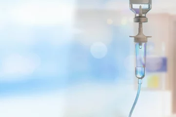 Fotobehang Closeup set iv fluid intravenous drop saline drip hospital, Medical Concept, copy space. © NAMPIX