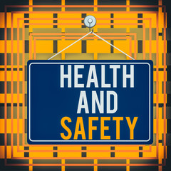 Text sign showing Health And Safety question. Business photo showcasing regulations and procedures intended to prevent accident Colored memo reminder empty board blank space attach background