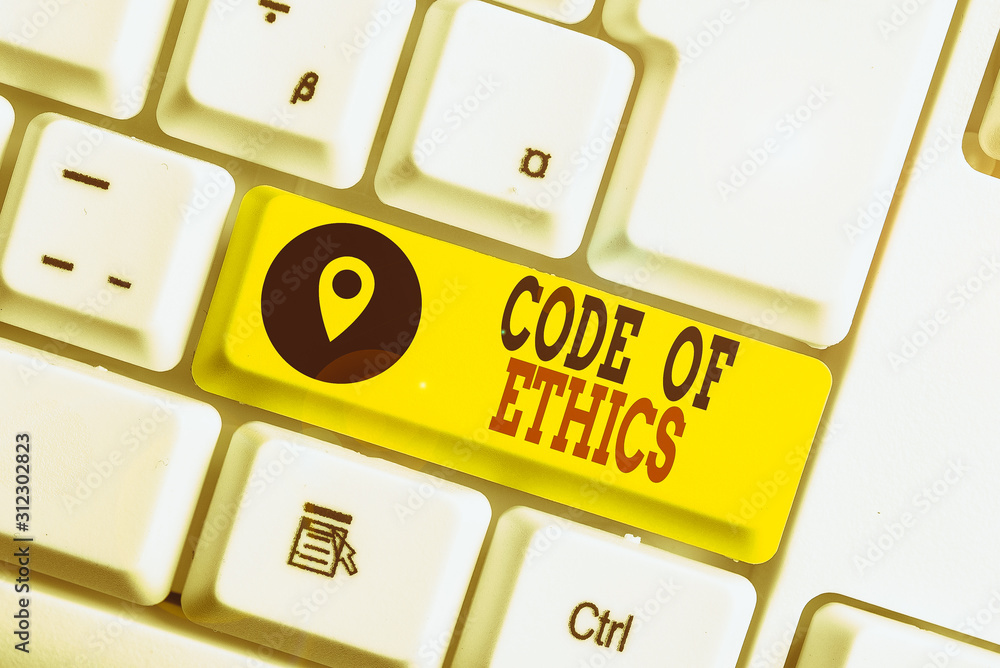Poster conceptual hand writing showing code of ethics. concept meaning moral rules ethical integrity honest