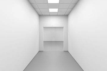 White empty corridor perspective, modern office interior