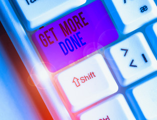 Text sign showing Get More Done. Business photo text Checklist Organized Time Management Start...