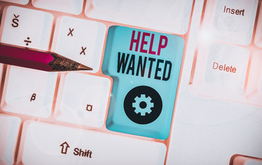 Word writing text Help Wanted. Business photo showcasing An ad in the paper an employer places to...