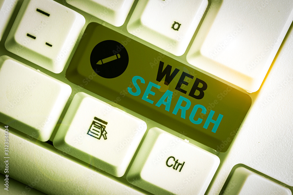 Aufkleber conceptual hand writing showing web search. concept meaning software system designed to search for i