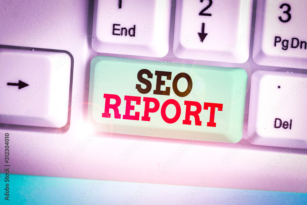 Aufkleber conceptual hand writing showing seo report. concept meaning notifying on how website is performing i