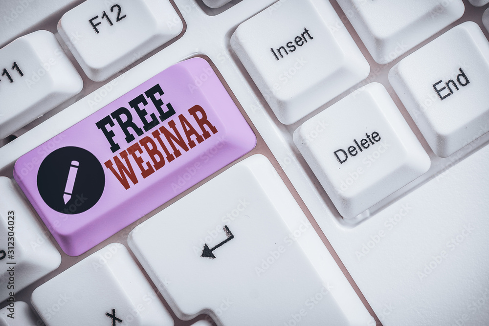 Poster text sign showing free webinar. business photo text free workshop or seminar that is transmitted ove