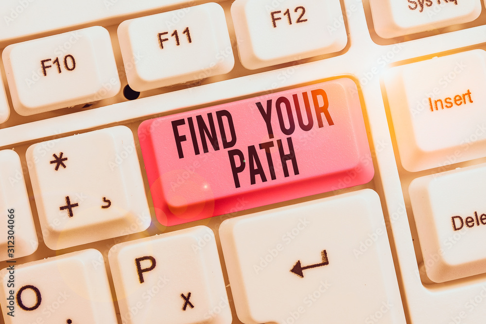 Poster writing note showing find your path. business concept for search for a way to success motivation ins