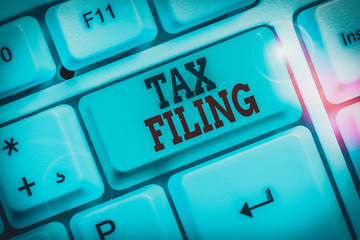 Word writing text Tax Filing. Business photo showcasing Submitting documens filed with tax payer...