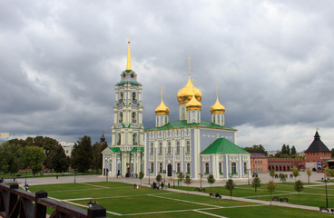 Fototapeta na wymiar Tula, Russia - September, 16, 2016: Orthodox Assumption Cathedral in the Tula Kremlin.