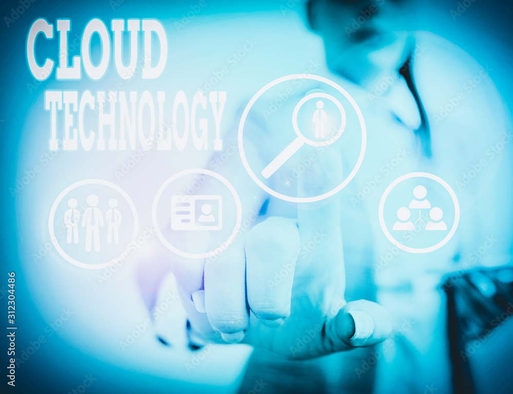 Poster word writing text cloud technology. business photo showcasing on deanalysisd availability of compute