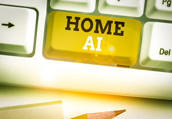 Word writing text Home Ai. Business photo showcasing home solution that enables automating the bulk of electronic